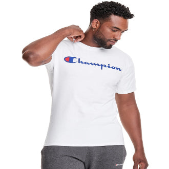 Champion script logo t shirt shops