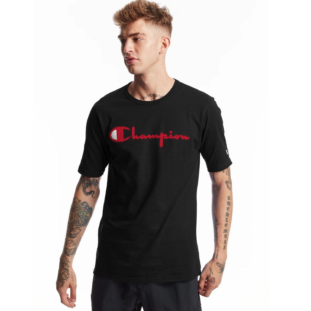 Champion USA Heritage T Shirt Embroidered Logo Black