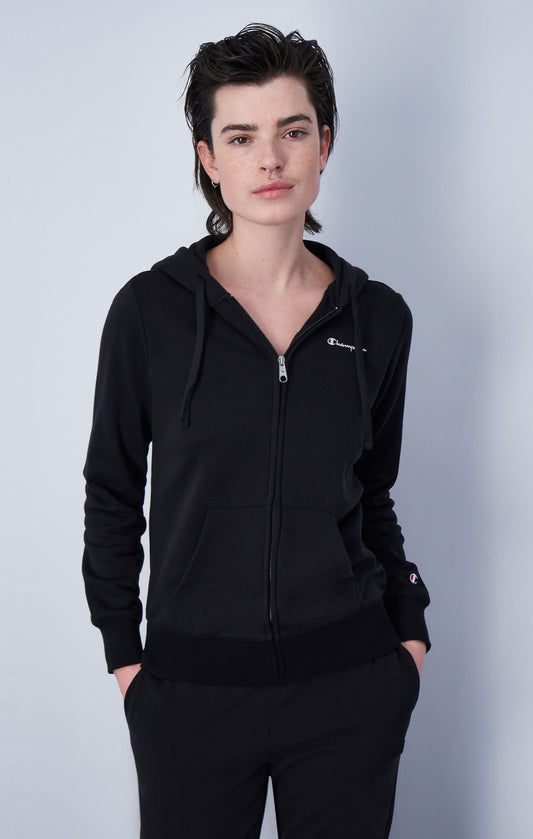 Champion Europe Women's Hooded Full Zip Sweatshirt – Black