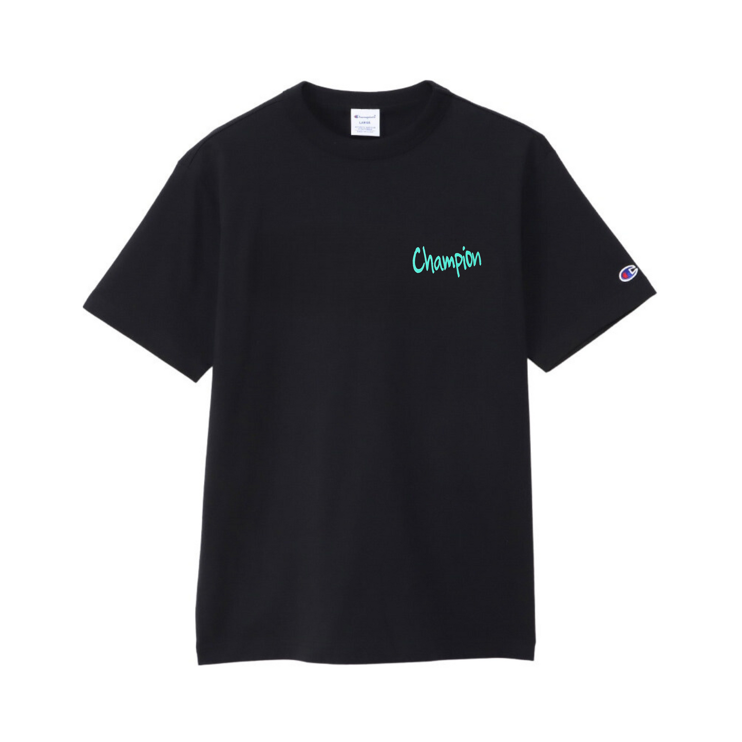 Black champion shirt with pink writing online