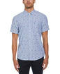 Original Penguin Oxford Re-Pete Print Short Sleeve Button-Down Shirt – Classic Blue