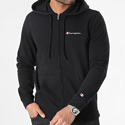 Champion Europe Men’s Hooded Full Zip Sweatshirt – Black