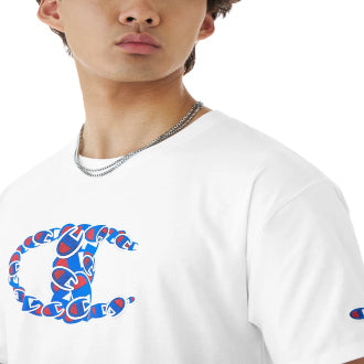 Champion US Men’s Collage Logo Classic Graphic Tee – White