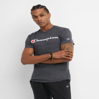 Champion USA Men’s Classic Script Logo T-Shirt – Ebony Heather