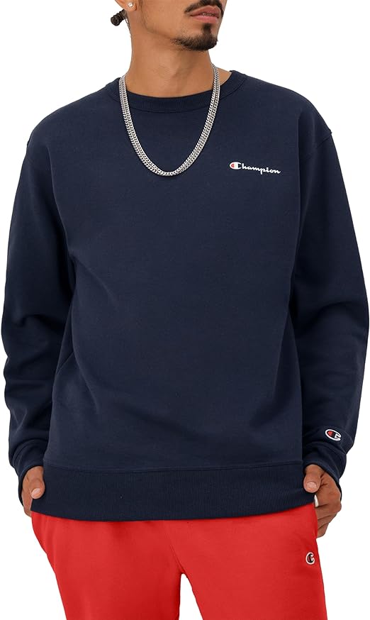 Champion US Powerblend Graphic Crew Small Script – Navy