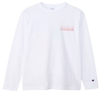 Champion Japan Men’s Long Sleeve T-Shirt with Back Print Big Logo – White