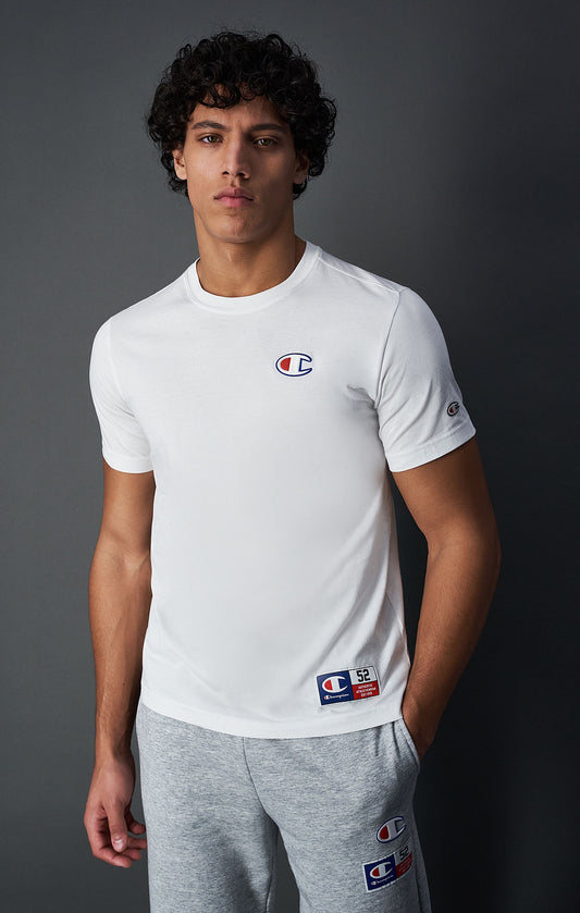 Champion Europe Men’s Big Left C Logo Crewneck T-Shirt – White