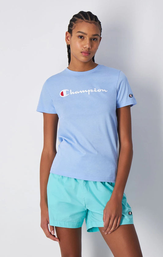 Champion Europe Women’s Script Logo T-Shirt – Azul Claro