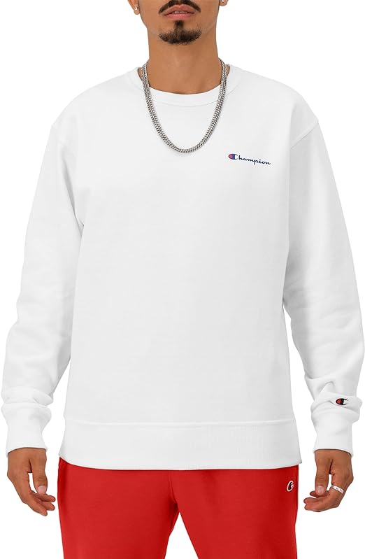 Champion US Powerblend Graphic Crew Small Script White