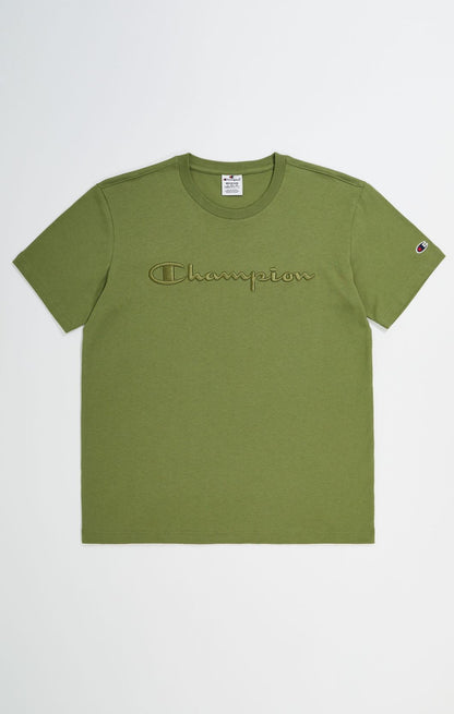 Champion Europe Men’s Crewneck T-Shirt with Embroidered – Olive Green