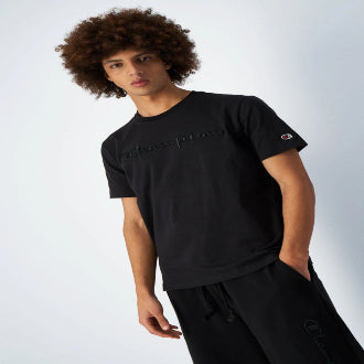 Champion Europe Men’s Crewneck T-Shirt with Embroidered  – Black