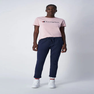 Champion Europe Women Full Script Logo Crewneck T-Shirt – Pink