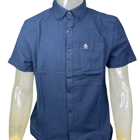 Original Penguin Ecovero™ Oxford Short Sleeve Button-Down Shirt – Dark Sapphire