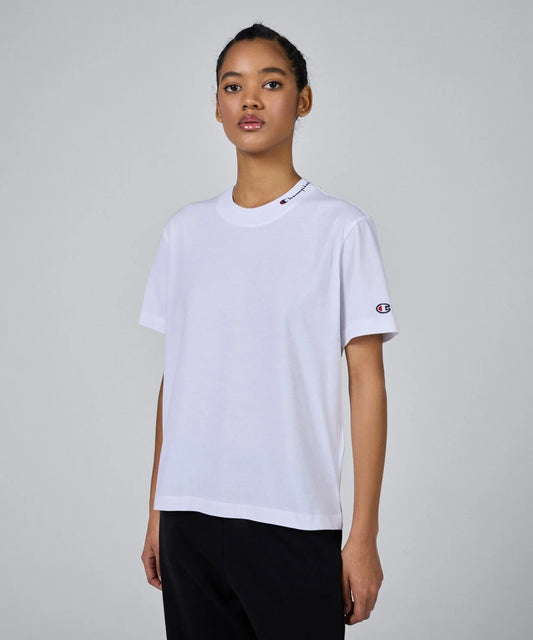 Champion Europe Women’s Neck Script Logo T-Shirt – White