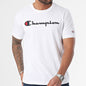 Champion Europe Men’s Full Script  Logo Crewneck T-Shirt – White