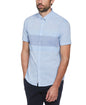 Original Penguin Poplin Striped Shorts Sleeve Button-Down Shirt – Azure Blue