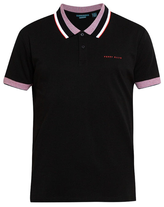 Perry Ellis Open Chest Knit Pimacotton Polo