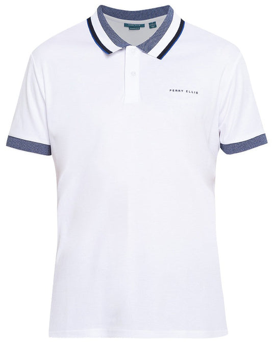 Perry Ellis Open Chest Knit Pimacotton Polo