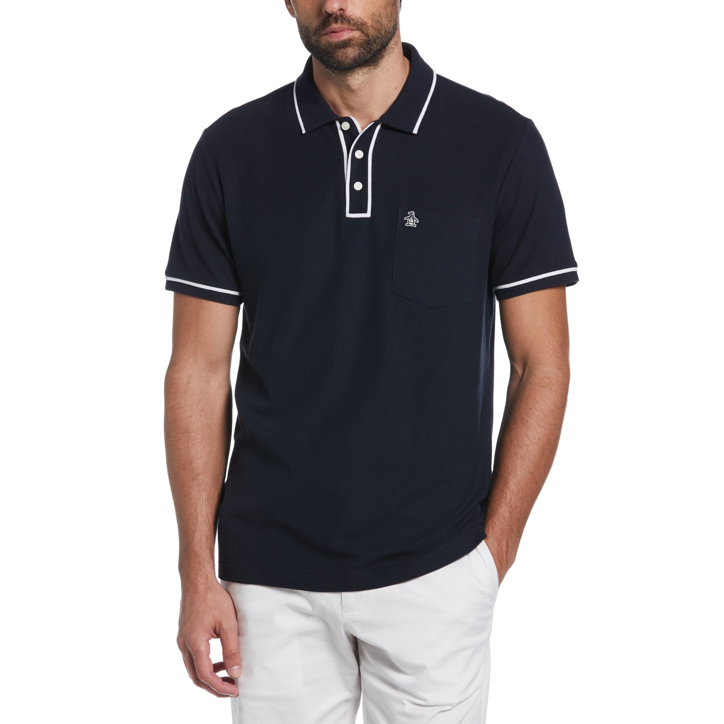 Original Penguin Organic Cotton Earl Pique Short Sleeve Polo Shirt – Dark Sapphire