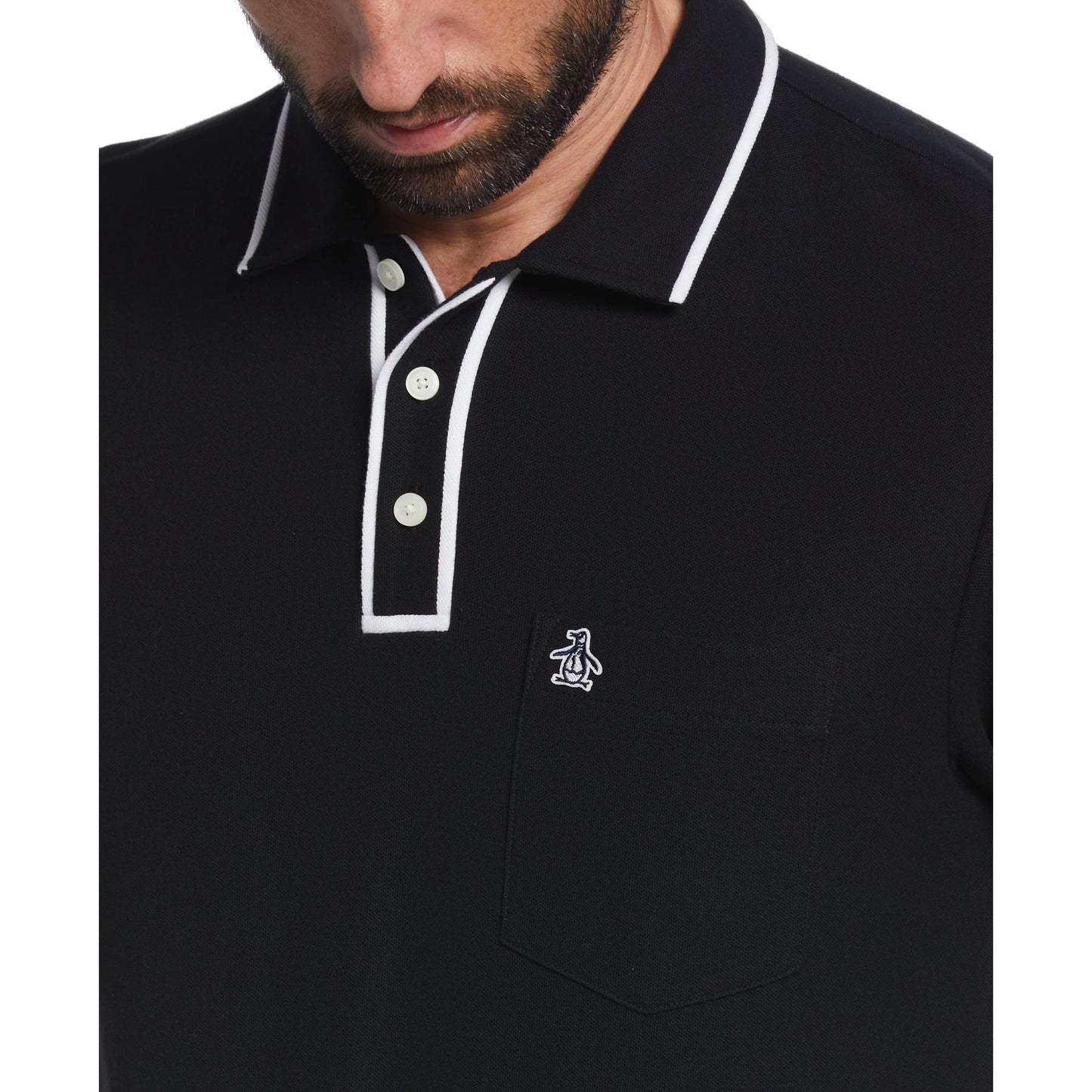 Original Penguin Organic Cotton Earl Pique Short Sleeve Polo Shirt – True Black