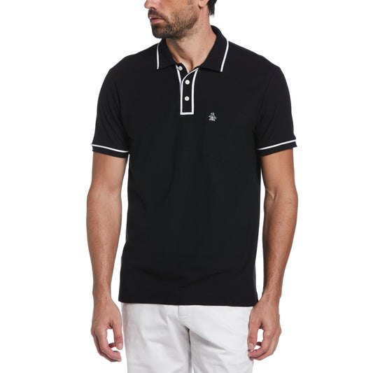 Original Penguin Organic Cotton Earl Pique Short Sleeve Polo Shirt – True Black