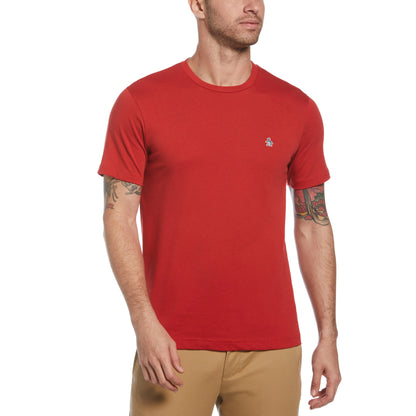 Original Penguin Organic Cotton Jersey Sticker Pete Short Sleeve Tee Shirt – Lava Falls Cardinal