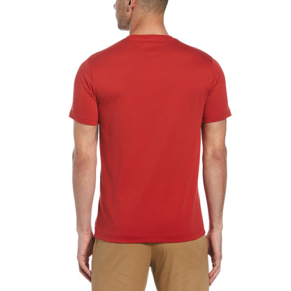 Original Penguin Organic Cotton Jersey Sticker Pete Short Sleeve Tee Shirt – Lava Falls Cardinal