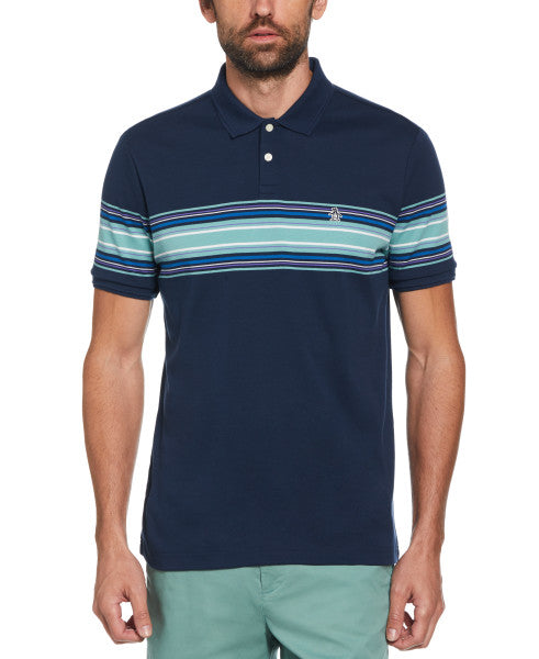 Original Penguin Chest Stripe Short Sleeve Polo Shirt – Dress Blues