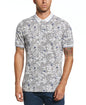 Original Penguin Leaf Print Pique Short Sleeve Polo Shirt - Bright White