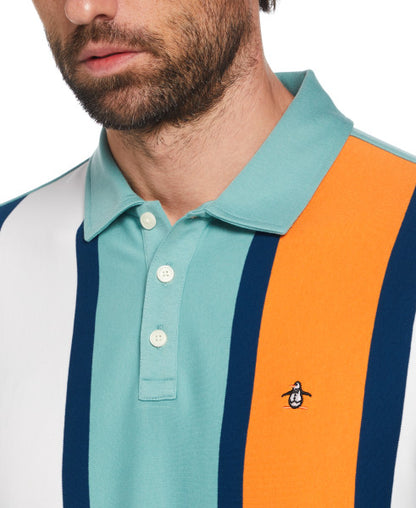 Original Penguin Vertical Stripe Short Sleeve Polo Shirt – Oil Blue