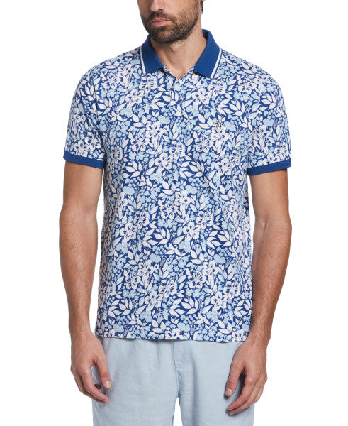 Original Penguin Floral Print Short Sleeve Polo Shirt – Limoges