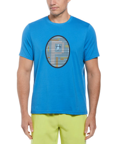 Original Penguin US Men’s Grid Graphic Tennis T-Shirt - Mediterranian Blue