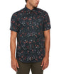 Original Penguin Oxford Floral Print Short Sleeve Button-Down Shirt - Dark Sapphire