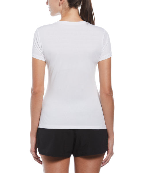 Original Penguin US Women’s Tennis Racquet Pete Color Block Short Sleeve Tee Shirt - Bright White