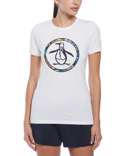 Original Penguin US Women’s Penguin Pete Stamp Graphic Short Sleeve Tee Shirt - Bright White