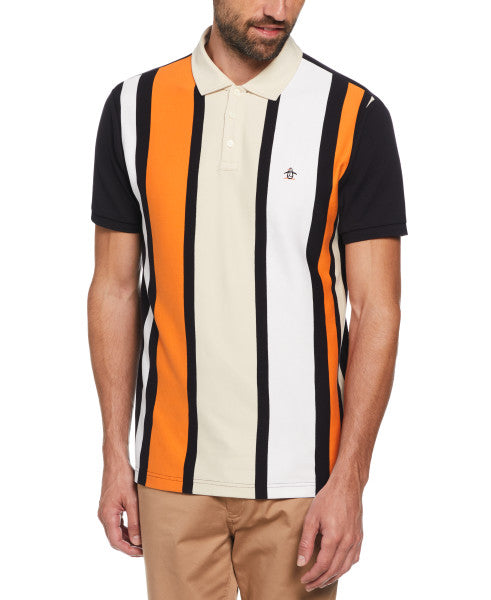 Original Penguin Vertical Stripe Short Sleeve Polo Shirt – True Black