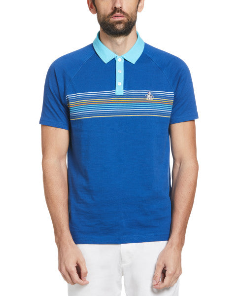 Original Penguin Engineered Chest Stripe Pique Short Sleeve Polo Shirt - Limoges