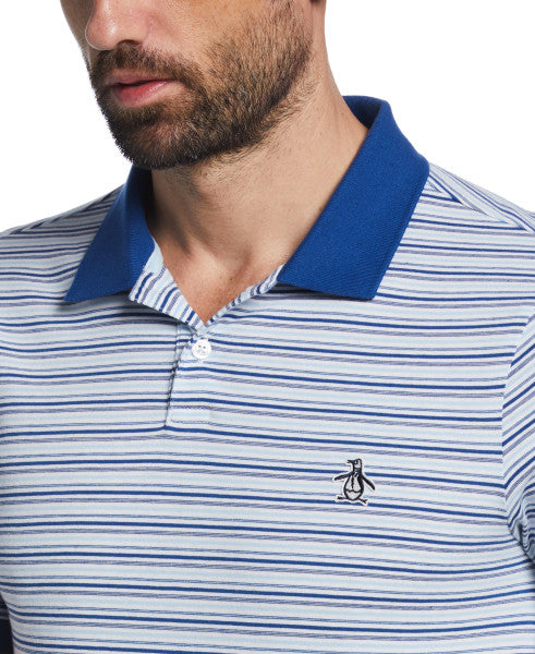 Original Penguin Auto Stripe Short Sleeve Polo Shirt – Cerulean