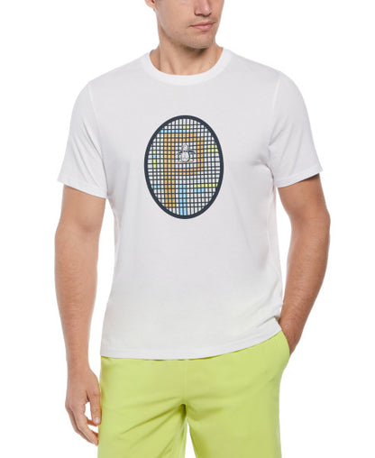 Original Penguin US Men’s Grid Graphic Tennis T-Shirt - Bright White