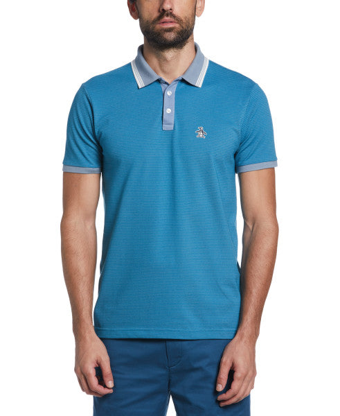 Original Penguin Tonal Stripe Pique Short Sleeve Polo Shirt – Mosaic B ...