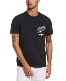 Original Penguin Floral Pocket Fashion T-Shirt - Dark Sapphire