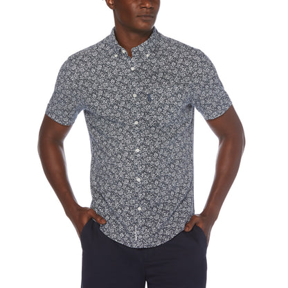 Original Penguin Print Linen Blend Short Sleeve Woven Shirt