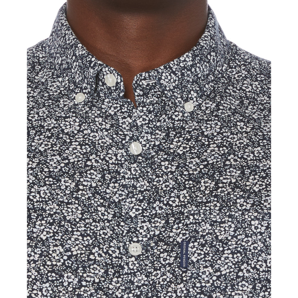 Original Penguin Print Linen Blend Short Sleeve Woven Shirt