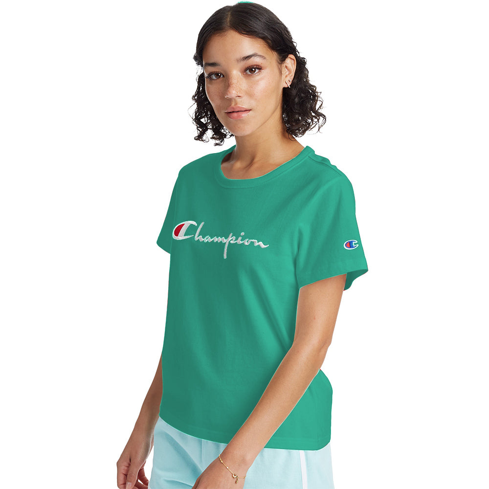 Champion USA Womens The Girlfriend T-Shirt - Capri Seas Green