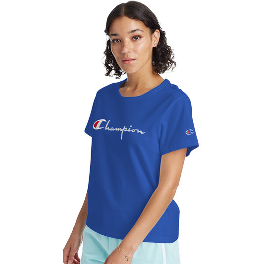 Champion USA Womens The Girlfriend T-Shirt - Deep Blue Water